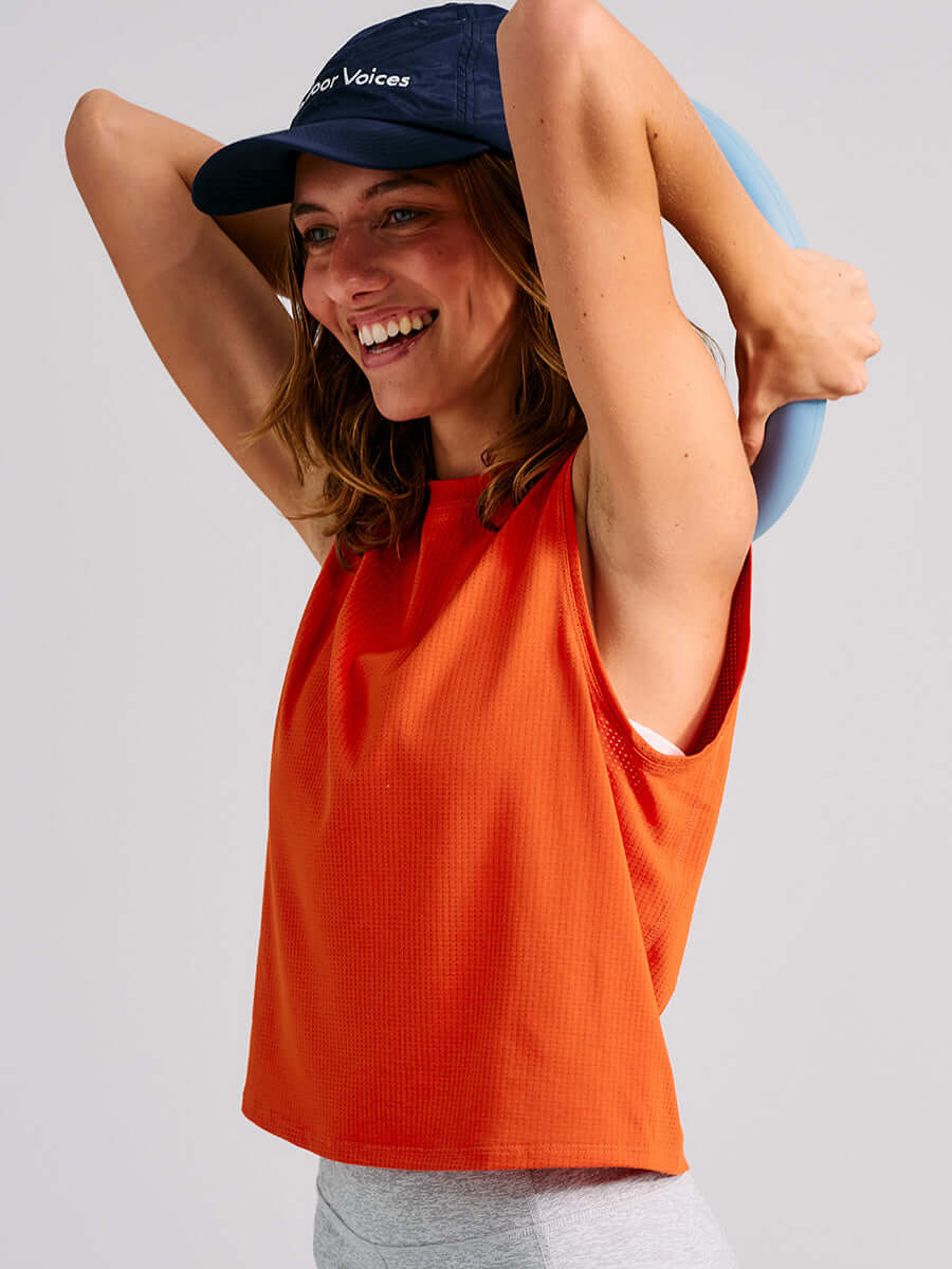 ThinkFast Mesh Cropped Muscle Tank